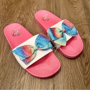 Jojo Siwa Pink Unicorn Slide Sandals with Rainbow Bow